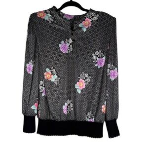 Vintage Leni Leni Montgomery Ward Floral Geometric Blouse Cottagecore 12 NEW